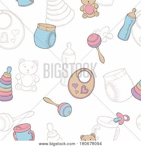 Baby graphic color seamless pattern sketch illustration vector