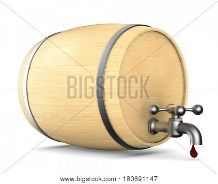 Wooden barrel on white background. Isolated 3D illustration