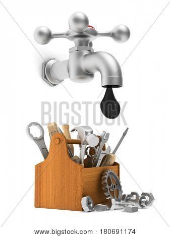 faucet on white background. Isolated 3D illustration