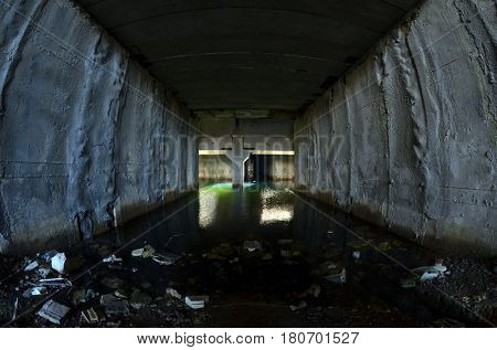Bunker, abandoned underground. April 2,2017 in Kiev, Ukraine