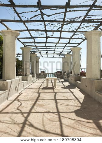 Terrace of "Villa Rufolo" on the Amalfi Coast to understand the concept of tourism and culture
