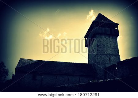 Medieval Fortified Saxon Church In Calnic, Transylvania, A Village Known For Its Castle