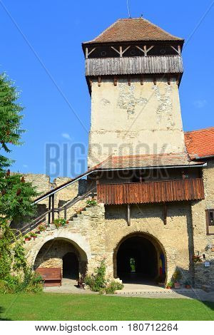 Medieval Fortified Saxon Church In Calnic, Transylvania, A Village Known For Its Castle