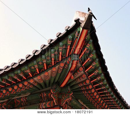 Korea traditionella överhäng & skata