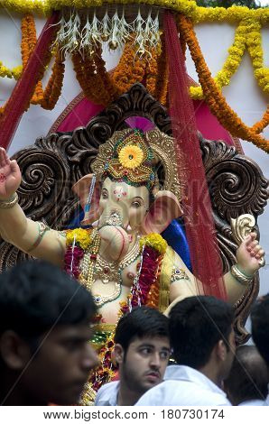 Lord Ganesha Procession Three: Procession of Lord Ganesha on Anant Chaturdashi Day.