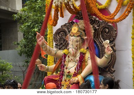 Lord Ganesha Procession Four: Procession of Lord Ganesha on Anant Chaturdashi Day.