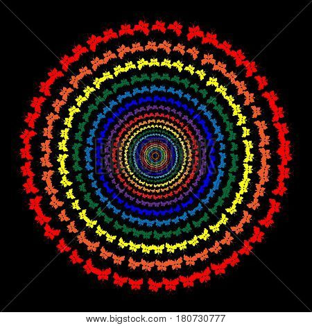 Rainbow of butterfly circle color transition background