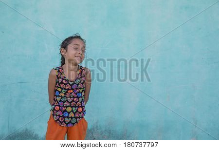 Tulum Mexico March 10th 2017: young mexican girl on the street