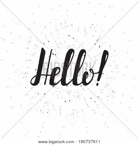 Greeting card with ribbon and word Hello. Vintage ribbon for card or banner. Vector Illustration