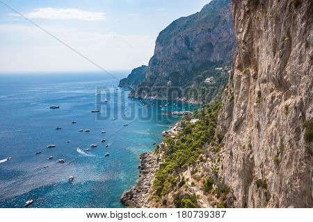 Boats at the Marina Piccola on Capri Island Italy