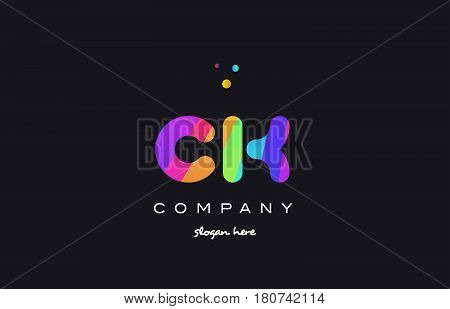 Ck C K  Colored Rainbow Creative Colors Alphabet Letter Logo Icon
