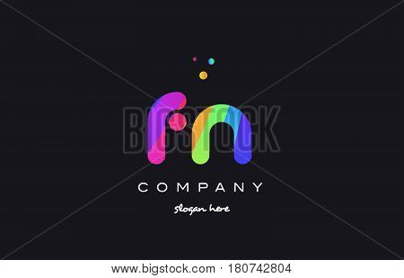 Fn F N  Colored Rainbow Creative Colors Alphabet Letter Logo Icon