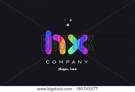 Hx H X  Colored Rainbow Creative Colors Alphabet Letter Logo Icon