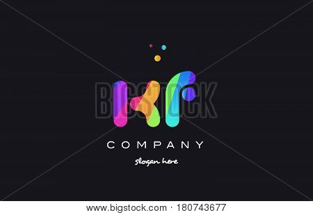 Kf K F  Colored Rainbow Creative Colors Alphabet Letter Logo Icon