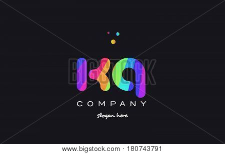 Kq K Q  Colored Rainbow Creative Colors Alphabet Letter Logo Icon