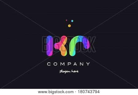 Kr K R  Colored Rainbow Creative Colors Alphabet Letter Logo Icon