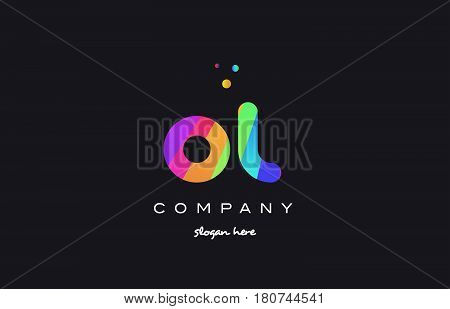 Ol O L  Colored Rainbow Creative Colors Alphabet Letter Logo Icon