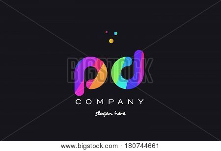 Pd P D  Colored Rainbow Creative Colors Alphabet Letter Logo Icon