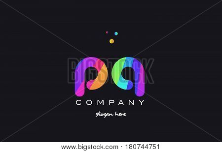 Pq P Q  Colored Rainbow Creative Colors Alphabet Letter Logo Icon