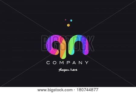 Qn Q N  Colored Rainbow Creative Colors Alphabet Letter Logo Icon