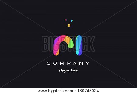 Ri R I  Colored Rainbow Creative Colors Alphabet Letter Logo Icon