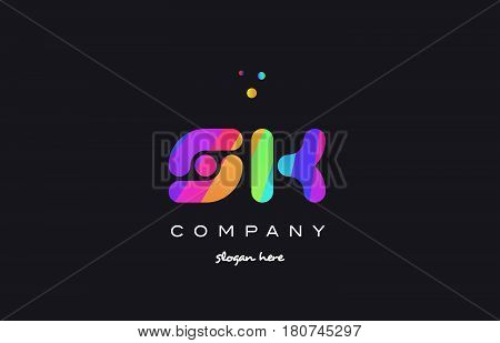 Sk S K  Colored Rainbow Creative Colors Alphabet Letter Logo Icon