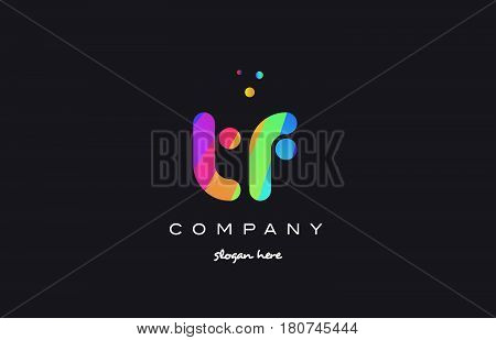 Tf T F  Colored Rainbow Creative Colors Alphabet Letter Logo Icon