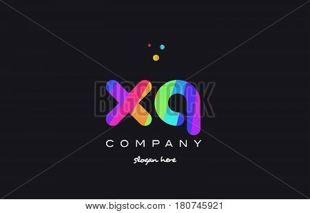 Xq X Q  Colored Rainbow Creative Colors Alphabet Letter Logo Icon