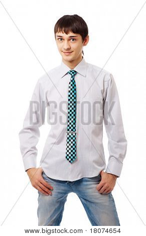 young handsome teenager isolated on white baÃÂkground