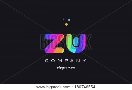 Zw Z W  Colored Rainbow Creative Colors Alphabet Letter Logo Icon