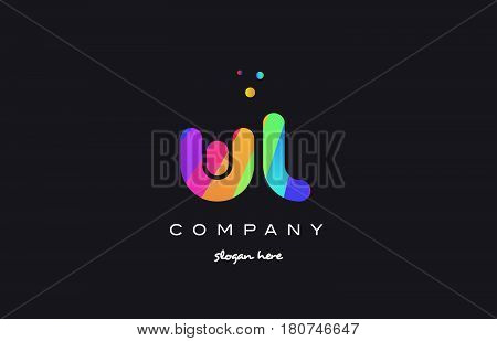 Wl W L  Colored Rainbow Creative Colors Alphabet Letter Logo Icon