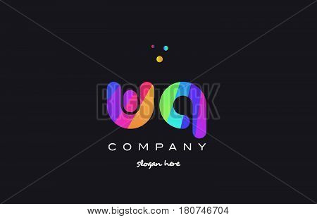Wq W Q  Colored Rainbow Creative Colors Alphabet Letter Logo Icon