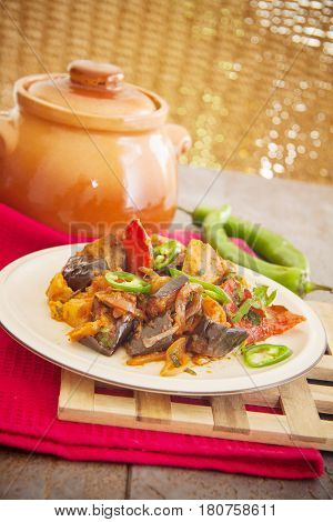 ajapsandali georgian dish of eggplant and meat