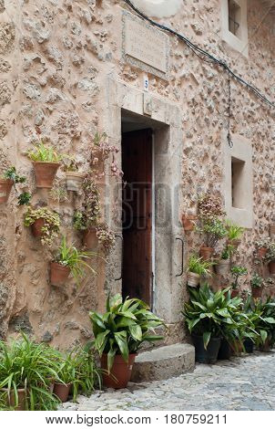 VALLDEMOSSA, SPAIN - MARCH, 2017: Birthplace of Santa Catalina Tomas in Valldemossa on Mallorca island.