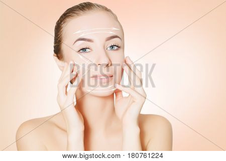 beauty woman face with surgery marks for graphic design