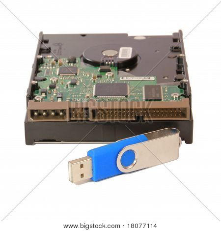 Festplatte mit USB-Memory-Stick.