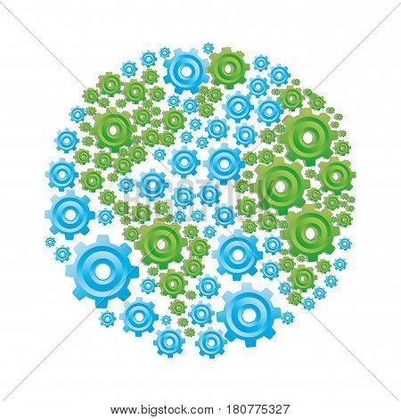 colorful circular shape with pattern of pinions vector illustration