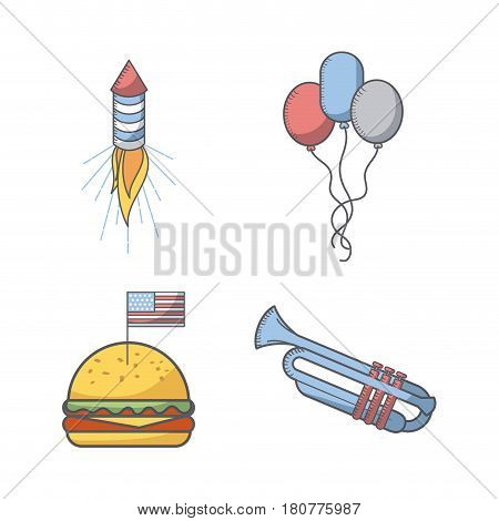 usa indepence day related icons over white background. colorful design. vector illustration