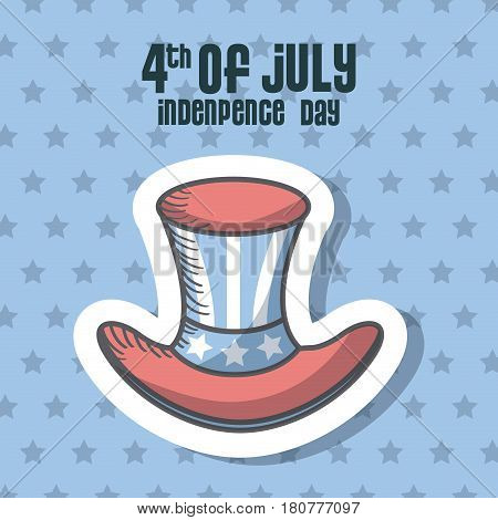 usa indepence day card with top hat icon. colorful design. vector illustration