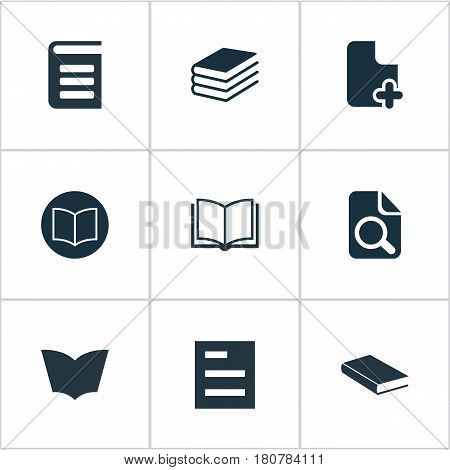 Vector Illustration Set Of Simple Books Icons. Elements Opened Book, Pile, Tasklist And Other Synonyms Plus, Note And Blank.