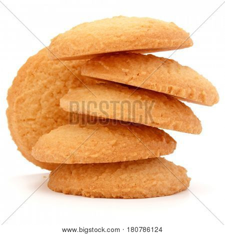 stacked short pastry cookies isolated on white background
