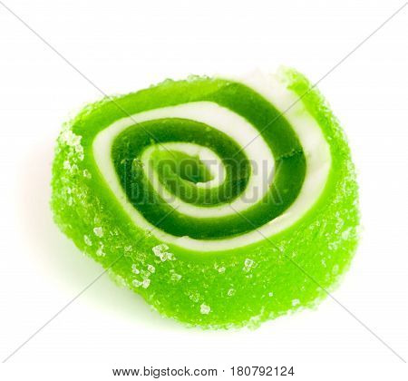 one green jellies isolated on white background.