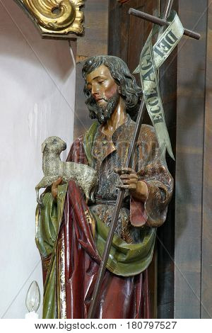 DONJA KUPCINA, CROATIA - NOVEMBER 14: Saint John the Baptist, Bound Jesus altar in Parish Church of Saint Mary Magdalene in Donja Kupcina, Croatia on November 14, 2010.