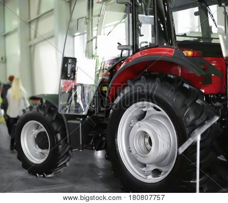Modern tractor on agricultural exhibition