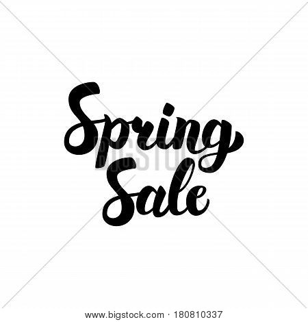Spring Sale Handwritten Lettering. Vector Illustration of Brushpen Calligraphy Isolated over White Background.