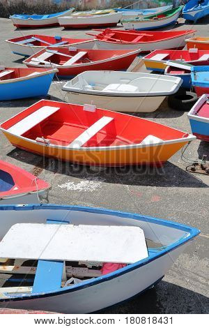 VALLE GRAN REY, LA GOMERA, SPAIN - MARCH 19, 2017: The village of Vueltas with colorful boats