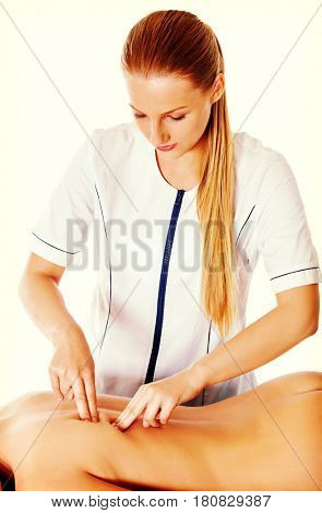 Woman having massage of body in the spa salon. Beauty treatment concept.