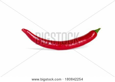 A pod of red hot pepper on a white background