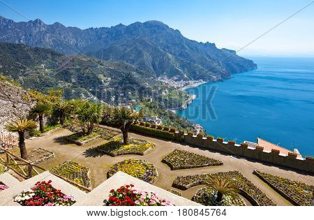 Italy Amalfitana Coast Ravello view on the coast from Villa Rufolo