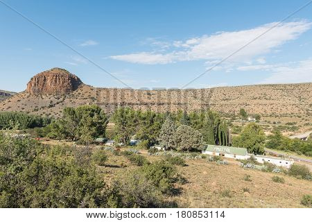 NIEU BETHESDA SOUTH AFRICA - MARCH 22 2017: A road stall next to the scenic Owl Route to Nieu-Bethesda an historic village in the Eastern Cape Province
